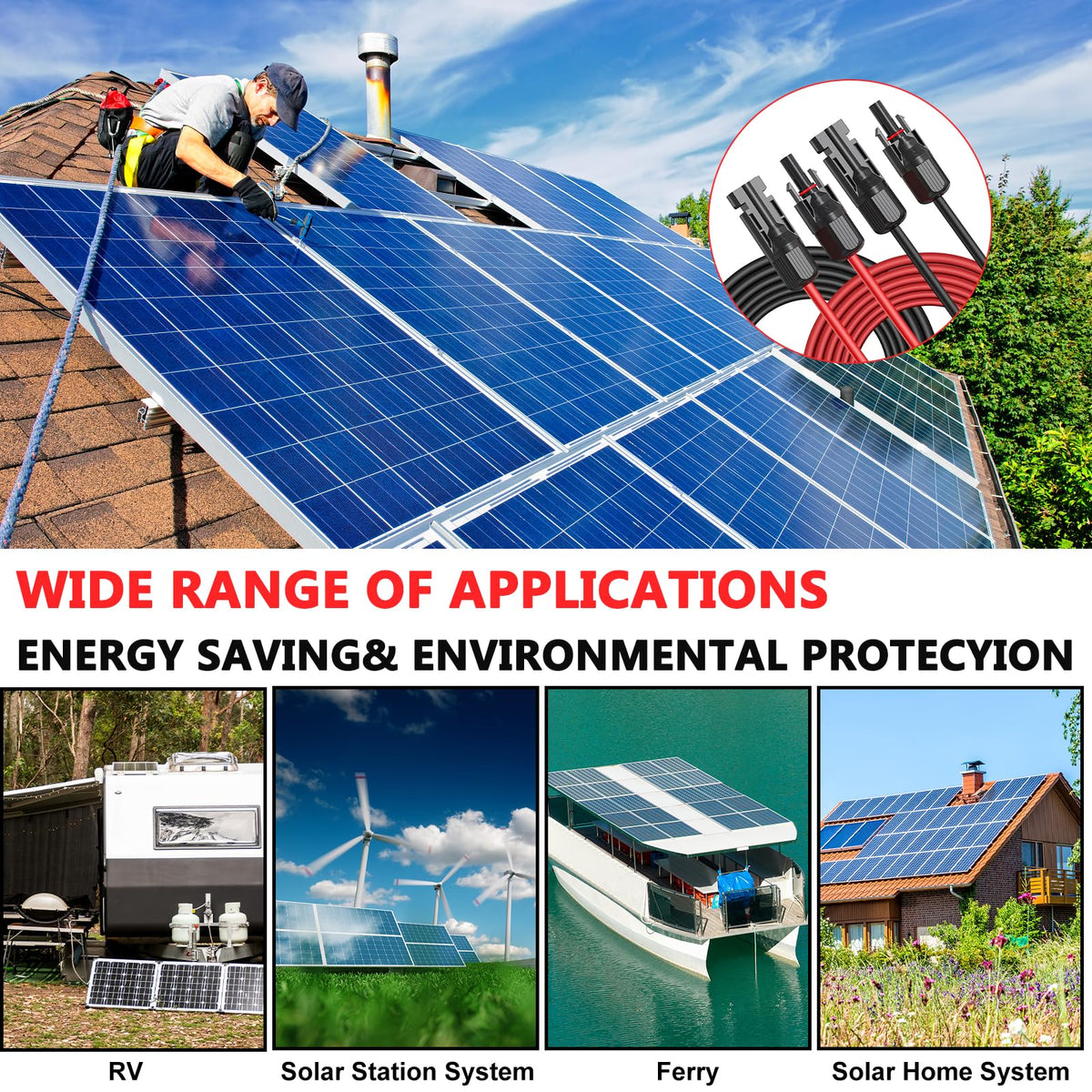 Vansdon outdoor-ready panel-to-controller extension setup for solar builds