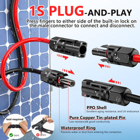 Vansdon IP67-rated solar extension cable stands up to UV, heat, and cold exposure.