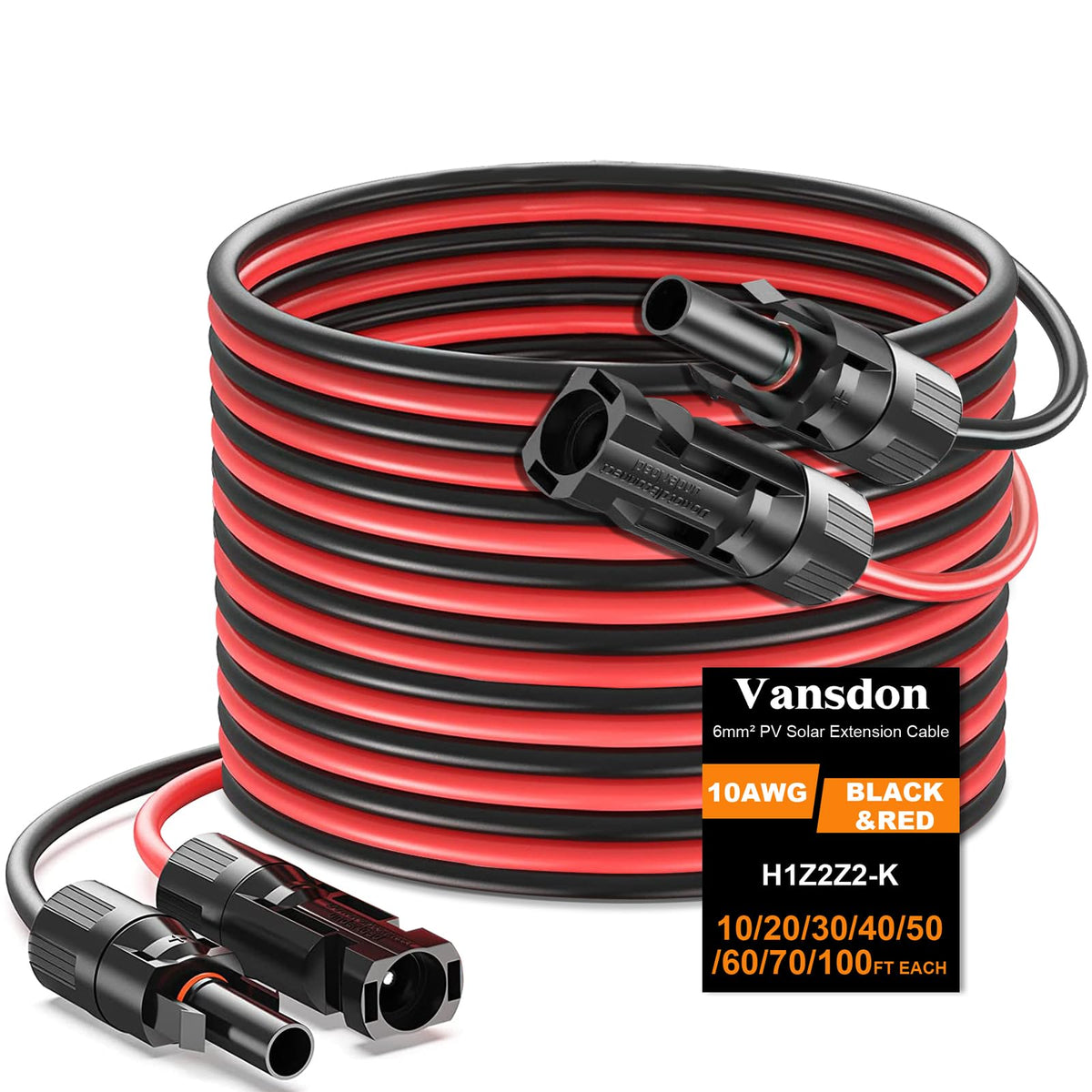 Vansdon solar extension cable with 30 ft pair for outdoor RV and PV system use