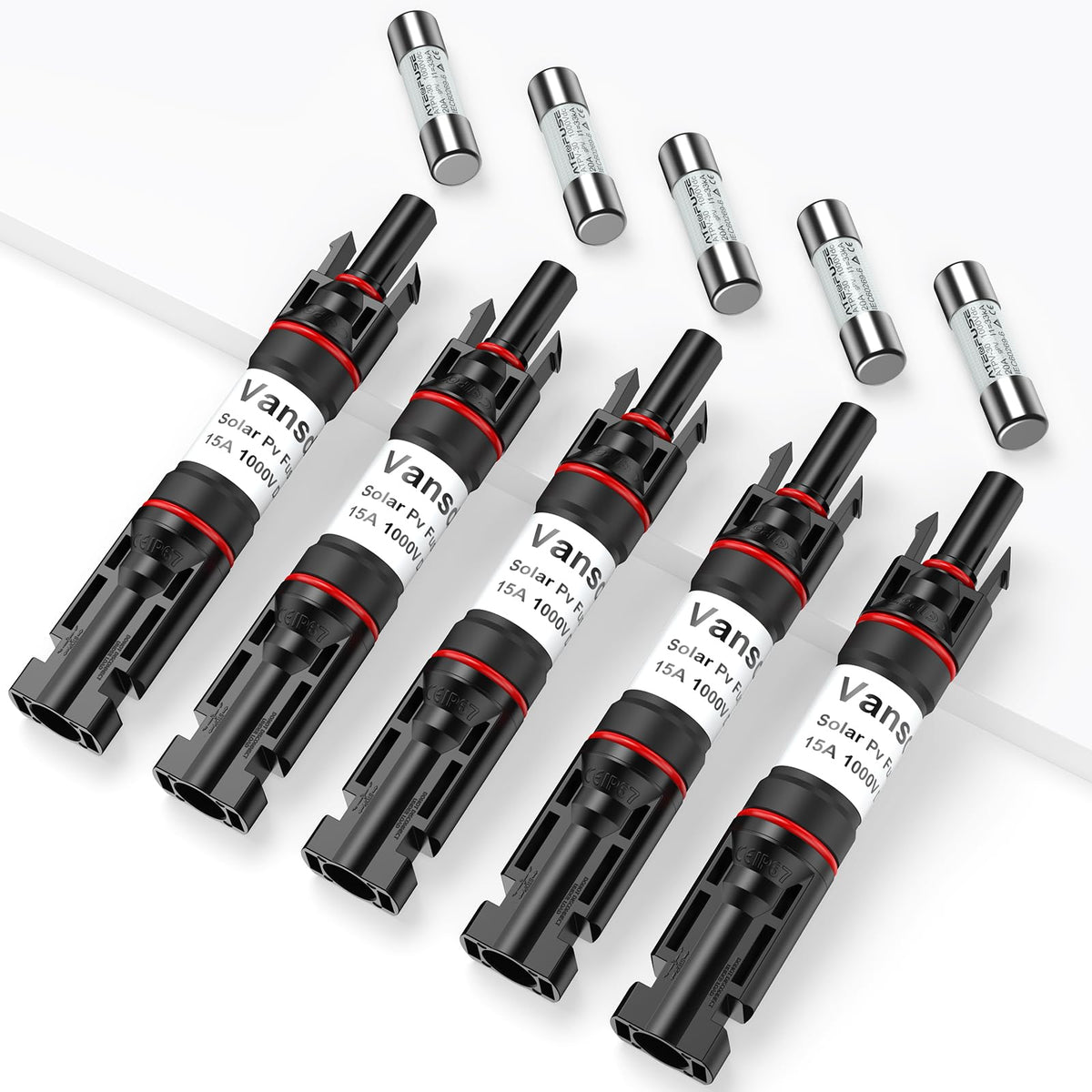 Vansdon solar fuse holder inline five-pack protects your PV setup with a compact, weatherproof design.
