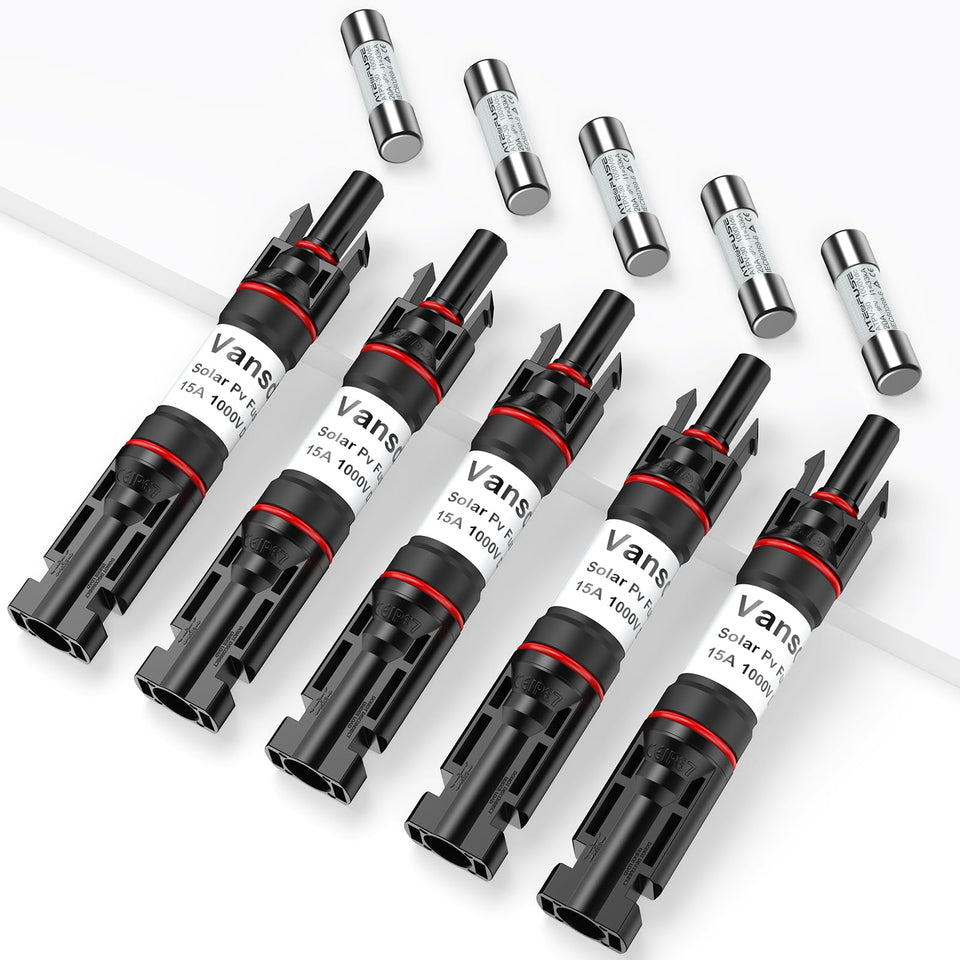 Vansdon solar fuse holder inline five-pack protects your PV setup with a compact, weatherproof design.