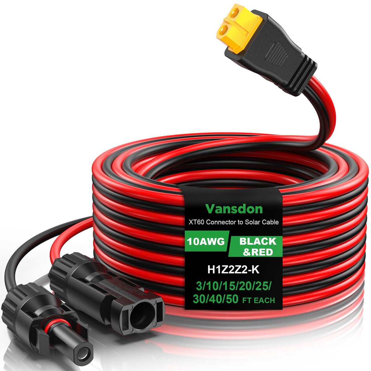 Vansdon solar to xt60 cable 10ft enables tidy off-grid charging with durable XT60 ends.