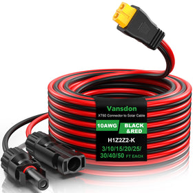 Vansdon solar to XT60 cable assembly for organized off-grid charging.