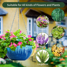Vanslogreen glazed hanging planter complements indoor and outdoor decor.