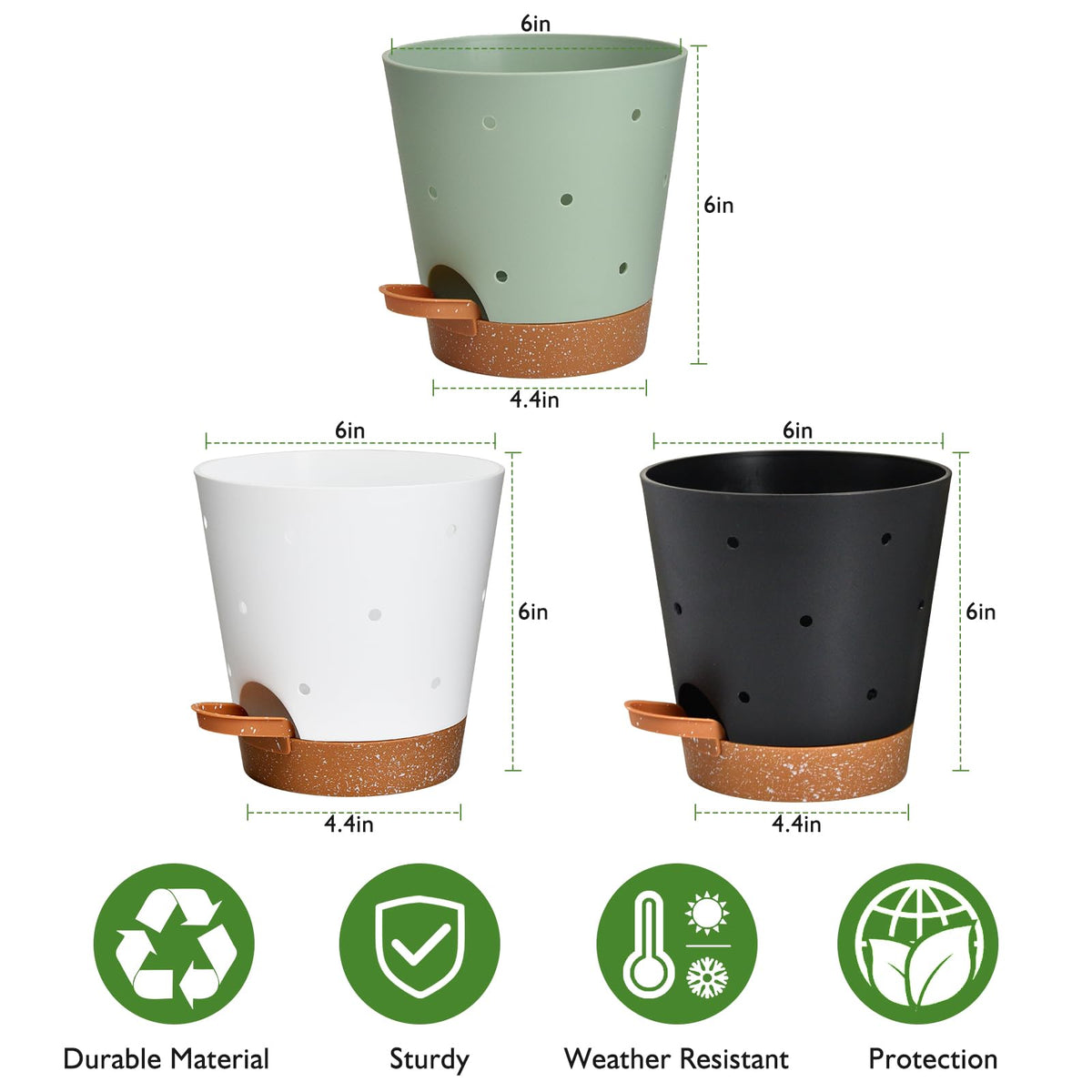 Vanslogreen plastic pot suitable for indoor and outdoor spaces.