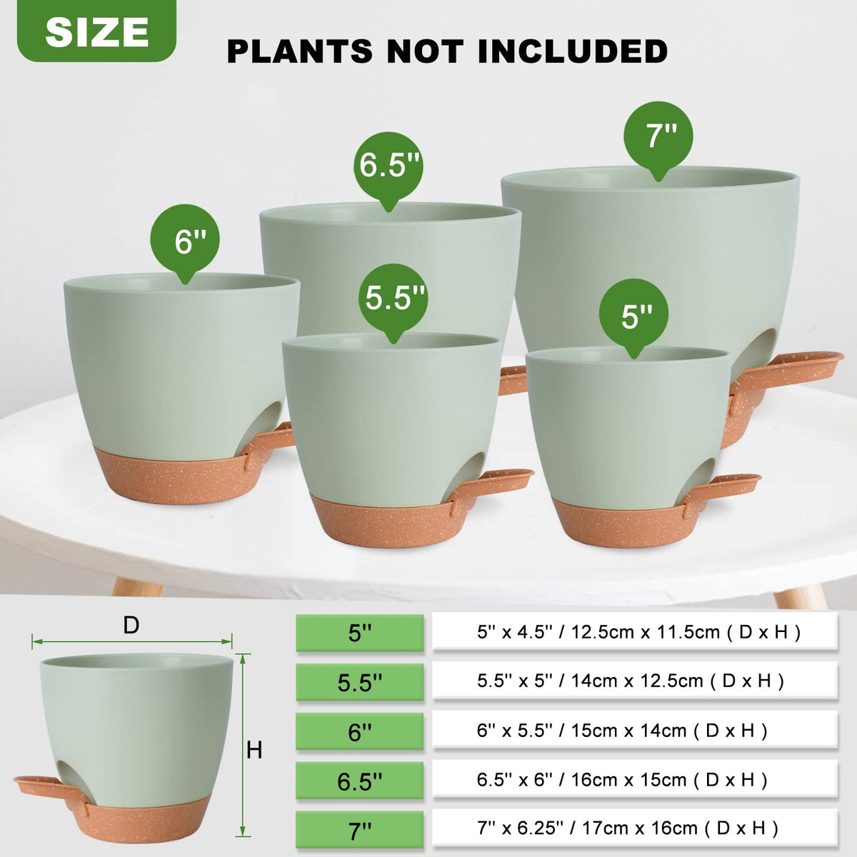 Vanslogreen self-watering pot 5.5-inch fits compact plants with controlled moisture
