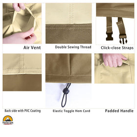 All-weather Vanteriam cover protects against sun, rain, wind, and snow year-round.