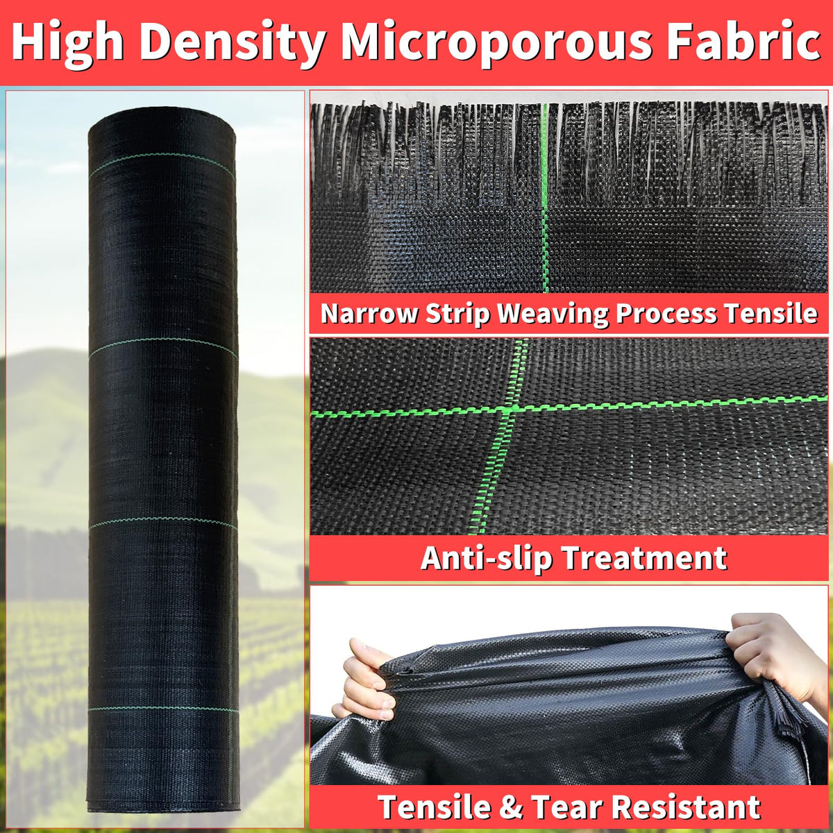 Vanver 3ft x 100ft landscape fabric tear-proof material demonstrates durability