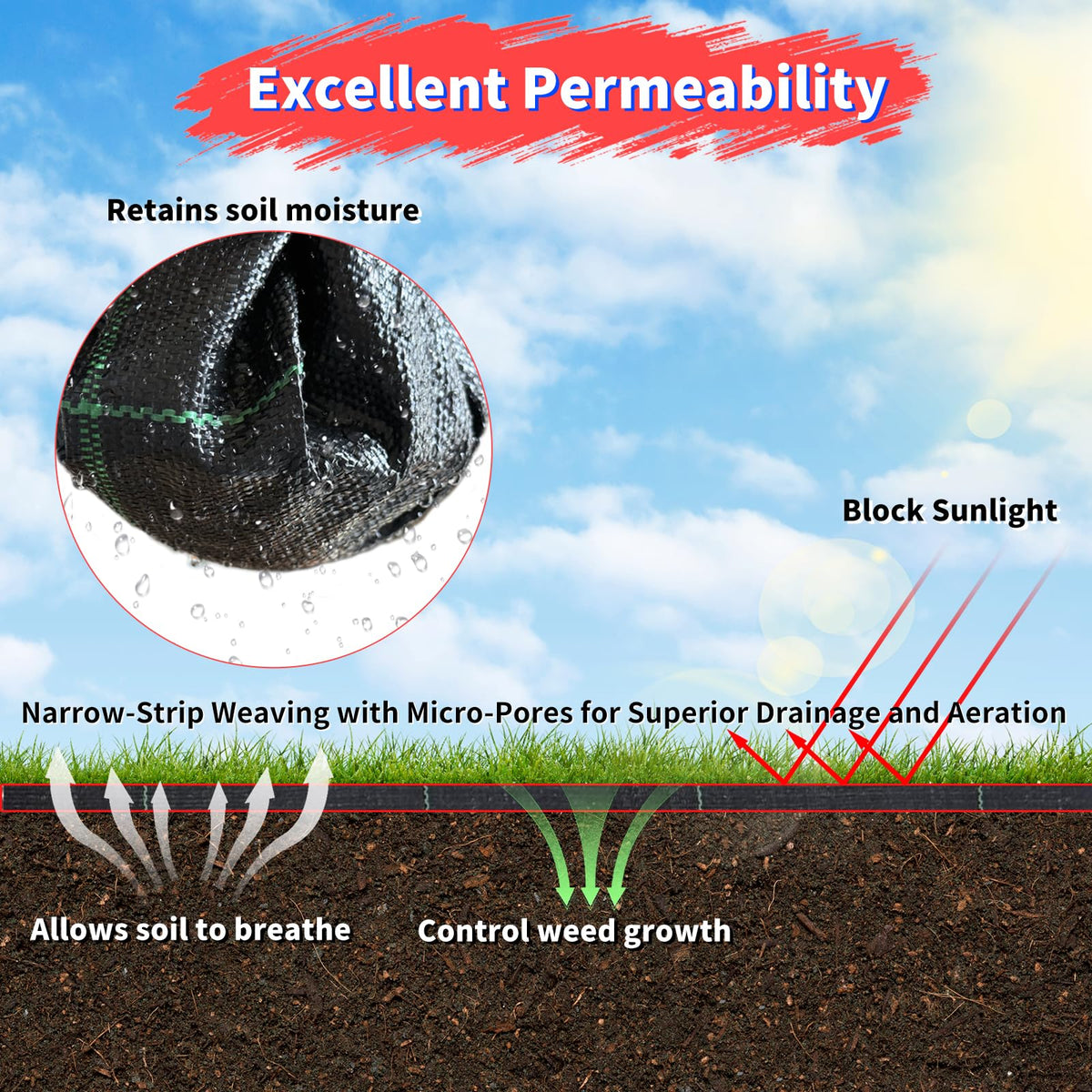 Vanver easy installation weed fabric unrolls quickly for fast setup