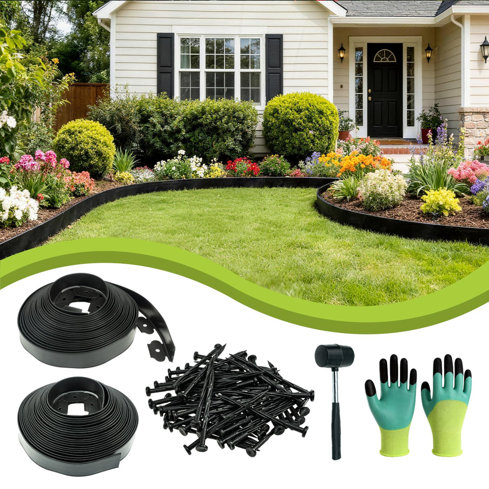 VAPOURSKY 2in x 100ft landscape edging creates crisp borders for a polished lawn.