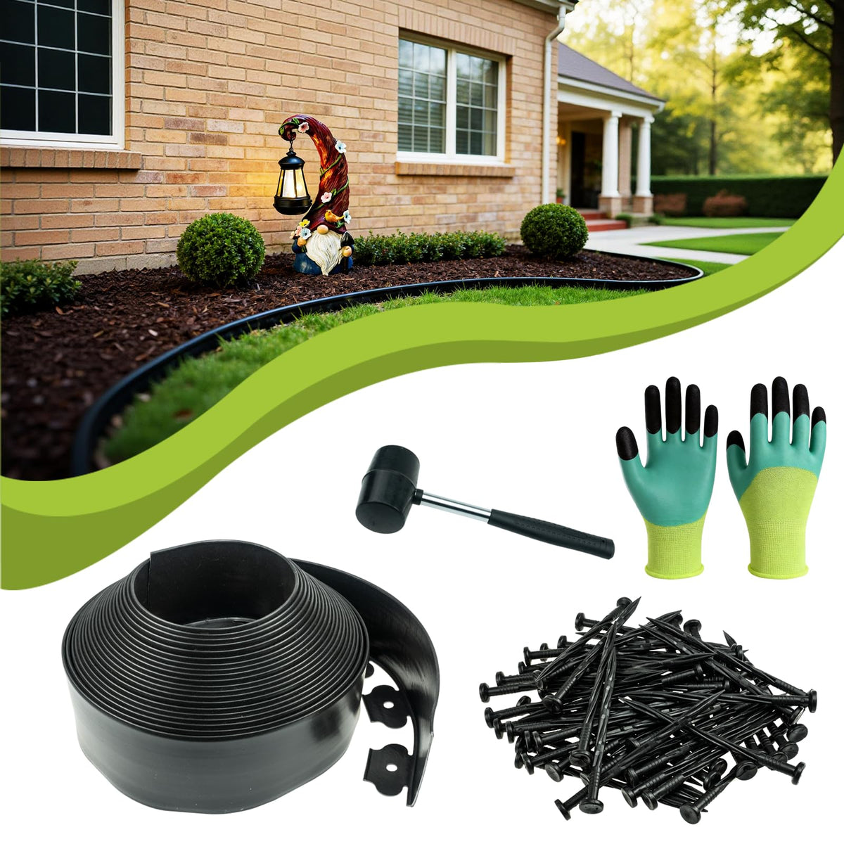VAPOURSKY 4in x 50ft edging unrolled to create crisp garden borders