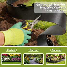VAPOURSKY gardening gloves protect hands during edging projects.