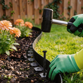 VAPOURSKY rubber mallet helps install edging without surface damage.