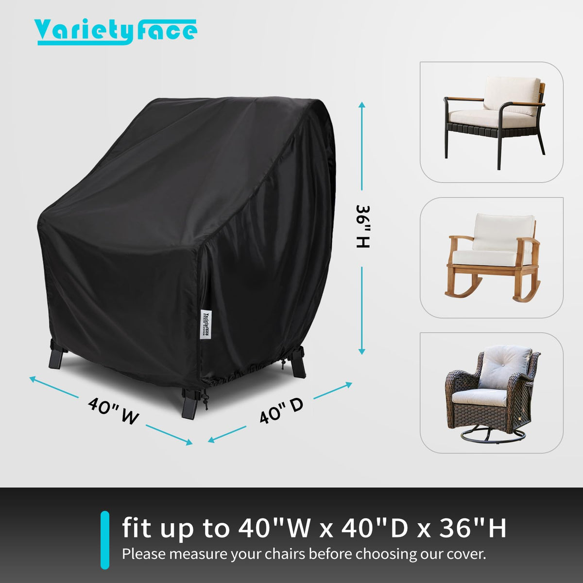 VARIETYFACE cover with adjustable hem cords for a custom, secure fit.