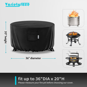 VARIETYFACE 36-inch round fire pit cover fits tightly for a clean look.