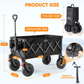 VARRONOBE 200-liter capacity wagon stores gear for beach trips and camping.