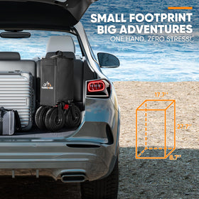 VARRONOBE waterproof fabric protects gear from splashes and dust at the beach.