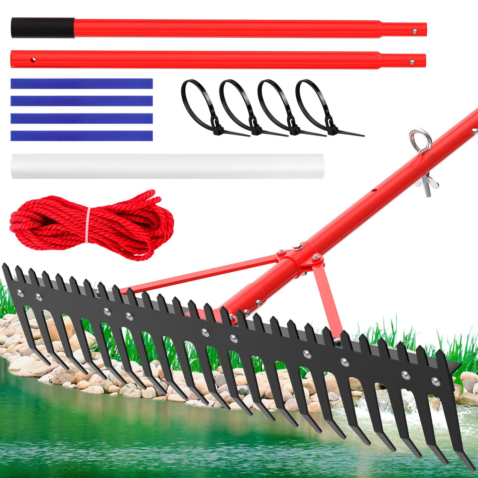 VASALAID extra-large pond rake head ready for heavy debris cleanup in water