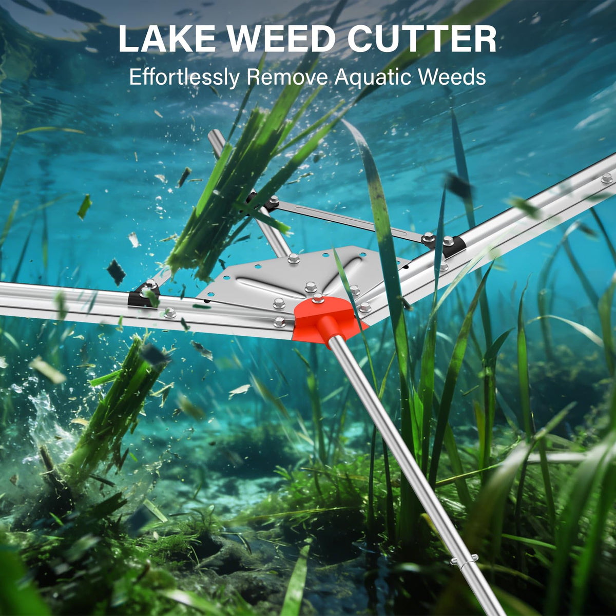 VASALAID Lake Weed Cutter Pro cutting-angle adjustment shows versatile wide paths up to 40 inches