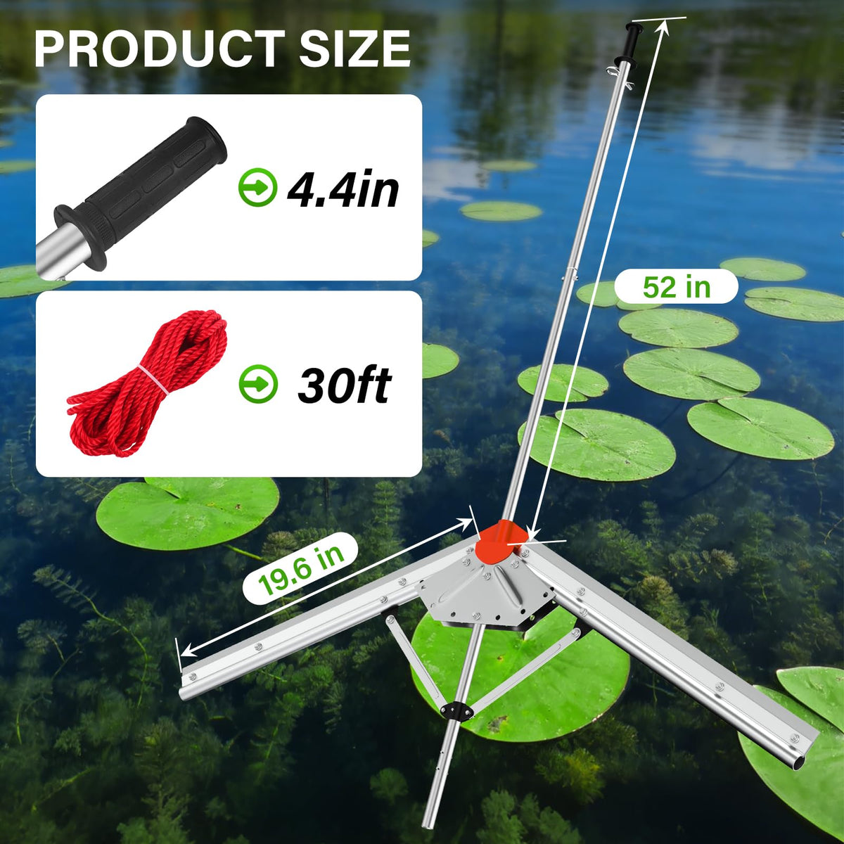 VASALAID Lake Weed Cutter Pro 30-foot rope lets you reach weeds from shore