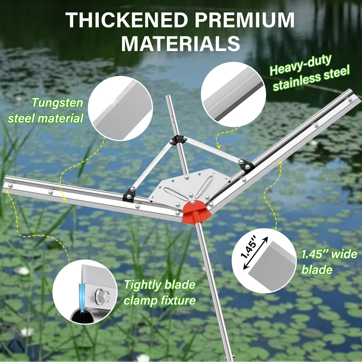 VASALAID Lake Weed Cutter Pro tungsten blades stay sharp for longer
