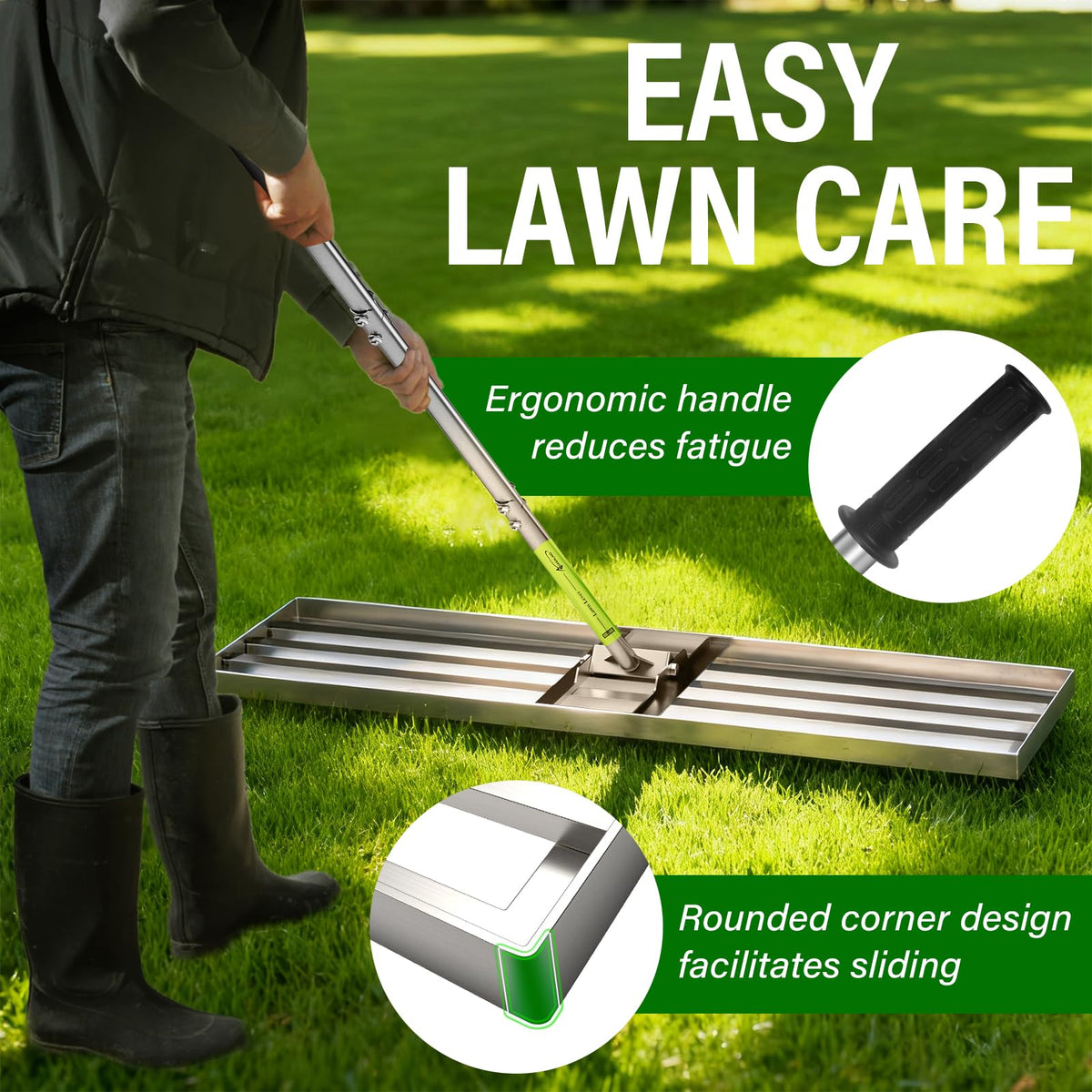 VASALAID lawn leveling rake metal body highlights rust-proof build