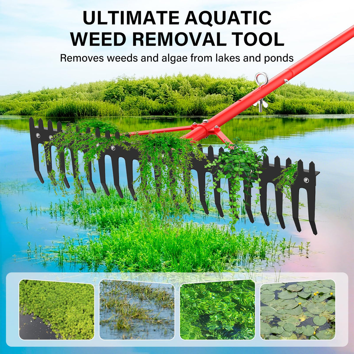 VASALAID multi-purpose water rake handles debris and light yard cleanup