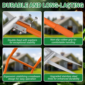 VASALAID broadfork soft non-slip handles improve comfort during long sessions.