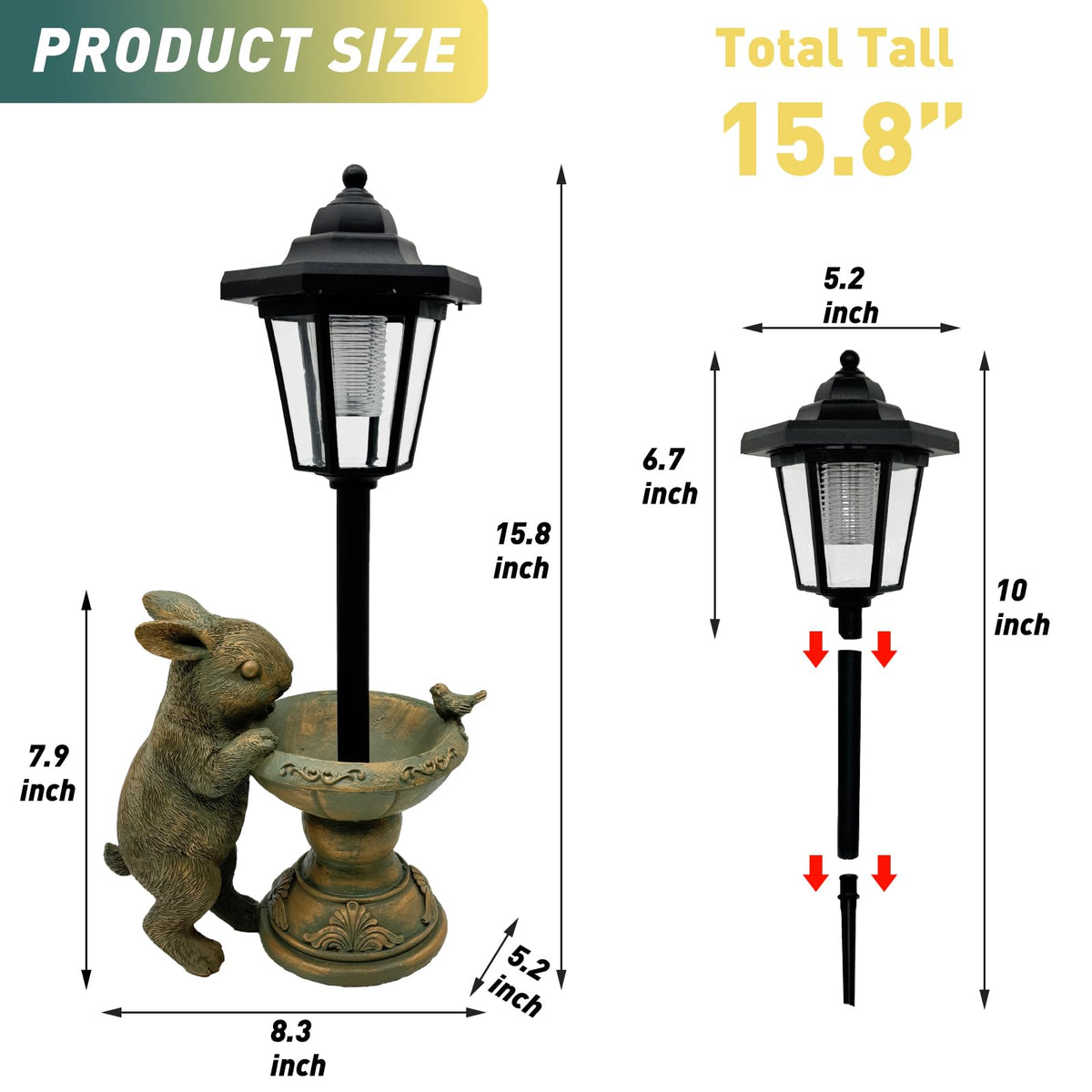 Vasesun porch-ready rabbit lamp enhances evening curb appeal.