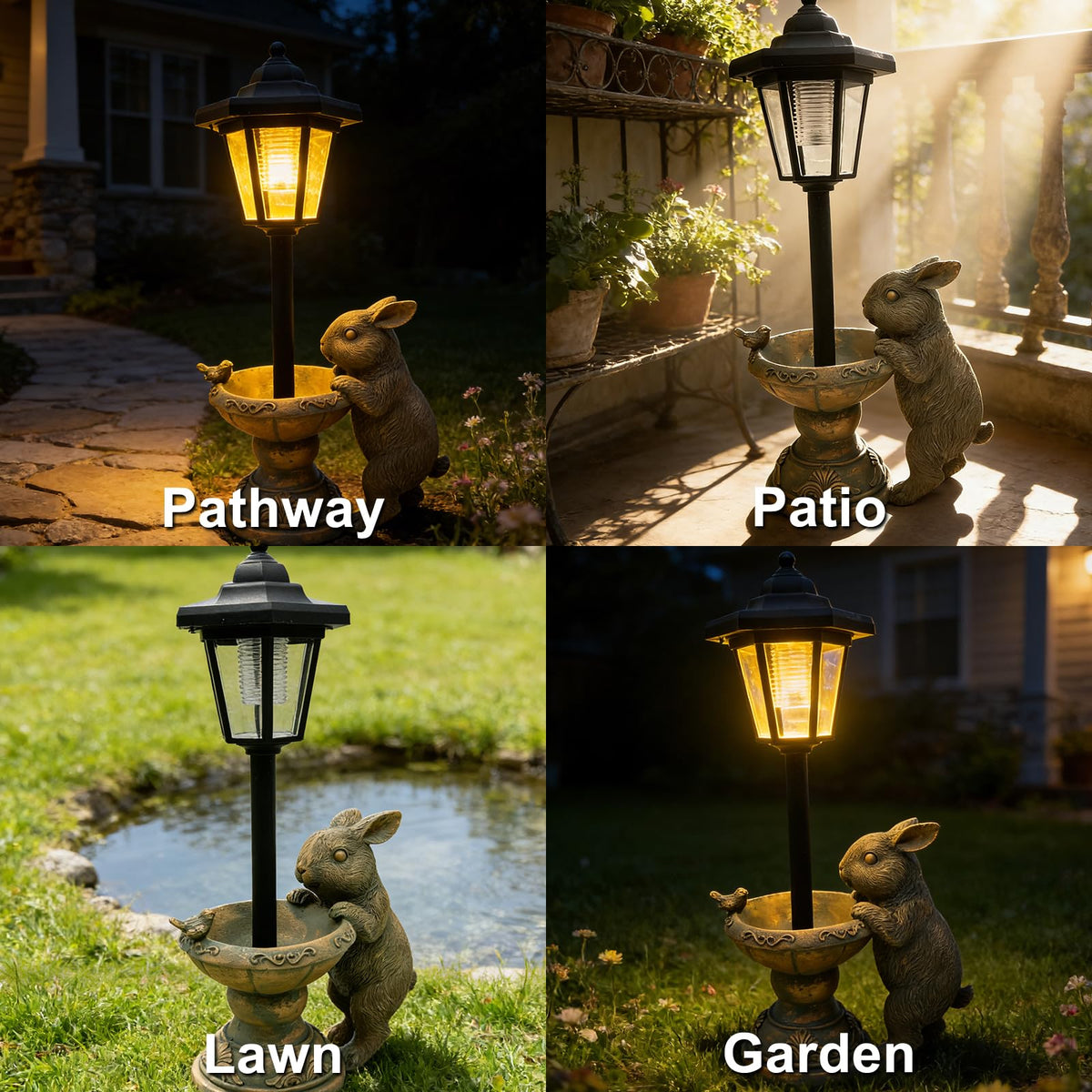 Vasesun resin statue withstands weather for year-round yard charm.