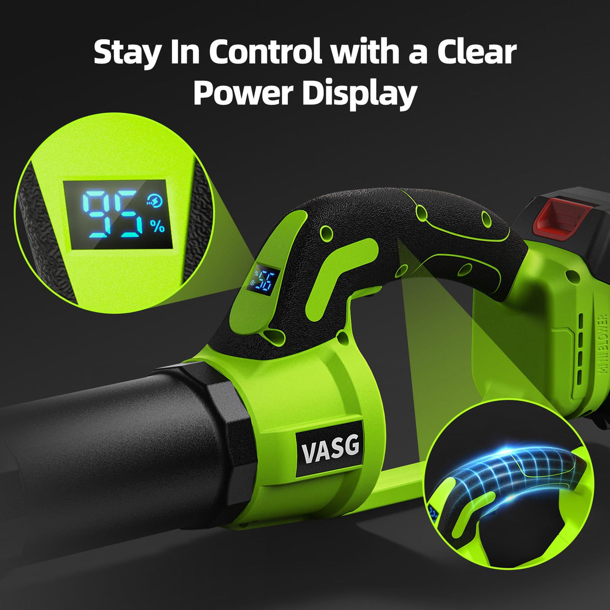 VASG twist lock nozzle adjusts length securely for tidy storage.