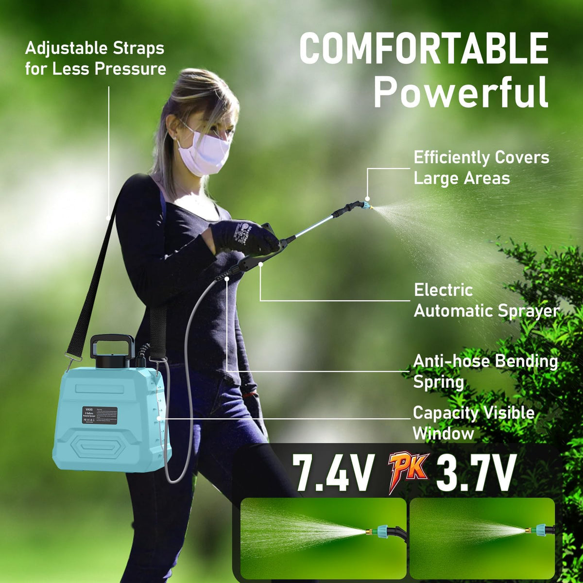 VASG telescopic wand extends reach to tall plants and corners.
