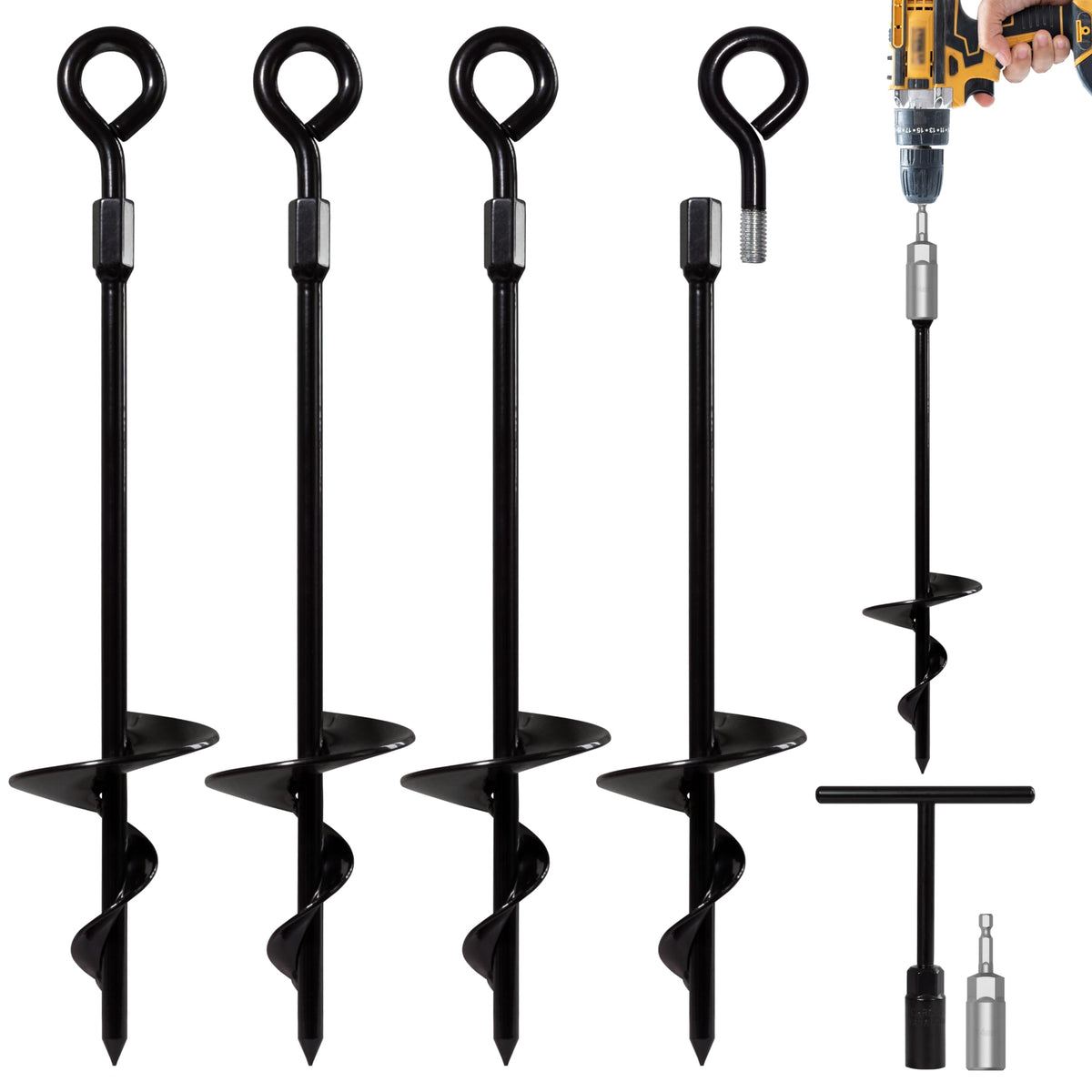 VASGOR 15-inch ground anchors four-pack stabilizing tents and sheds