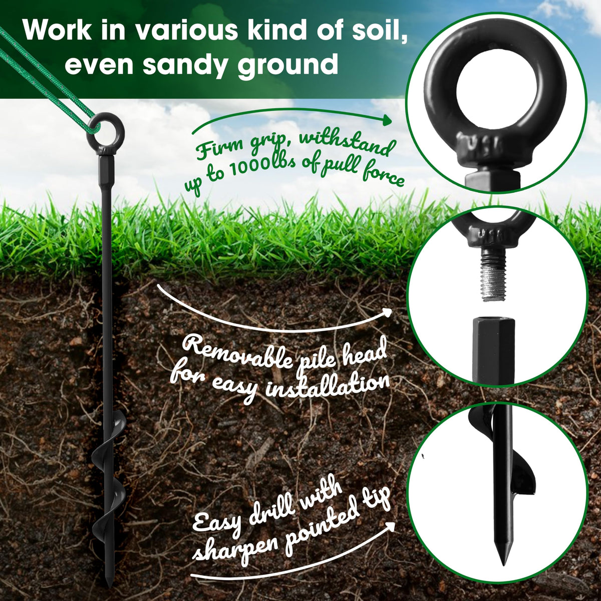 VASGOR drill adapter included speeds stake installation for faster setup.