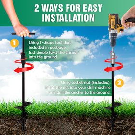 Drill-ready anchor setup with included 14mm socket for quick installation