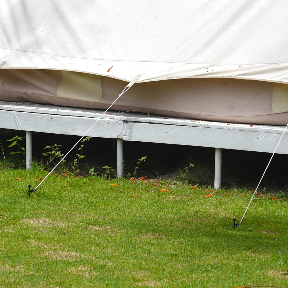 Swing set secured with VASGOR anchors in windy conditions.