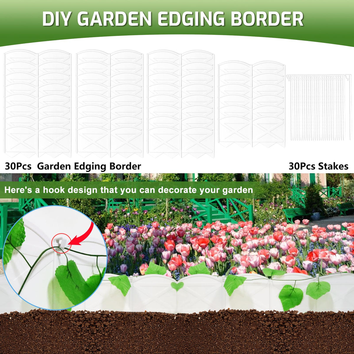 Lawn border setup shows crisp edge work with Vashly edging.