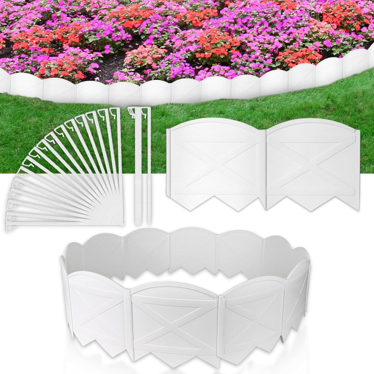 Vashly No-Dig edging strip defines a neat lawn border with clean lines.