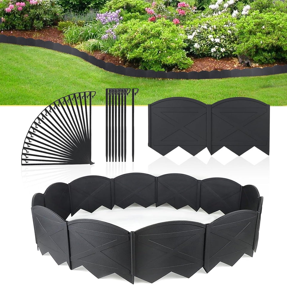 Vashly No-Dig edging arc demonstrates flexible design for curved borders.