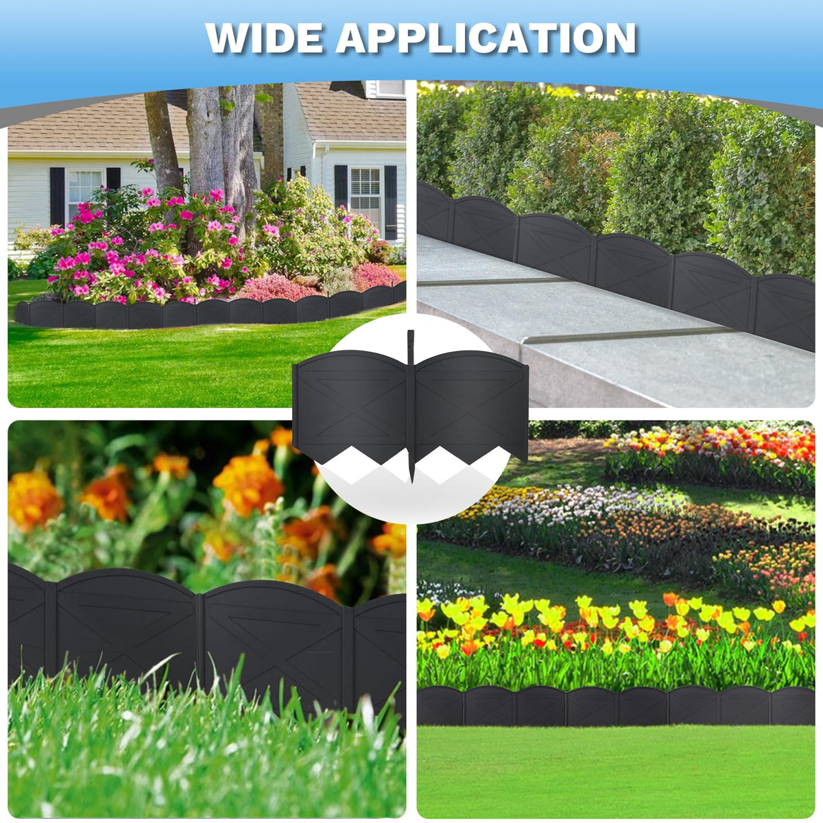 Vashly stakes pair with edging for secure ground installation.