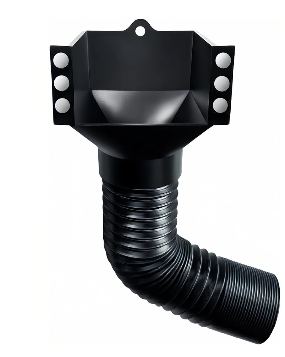 VattaFrast magnetic pellet cleanout funnel attached to a smoker for spill-free transfer.