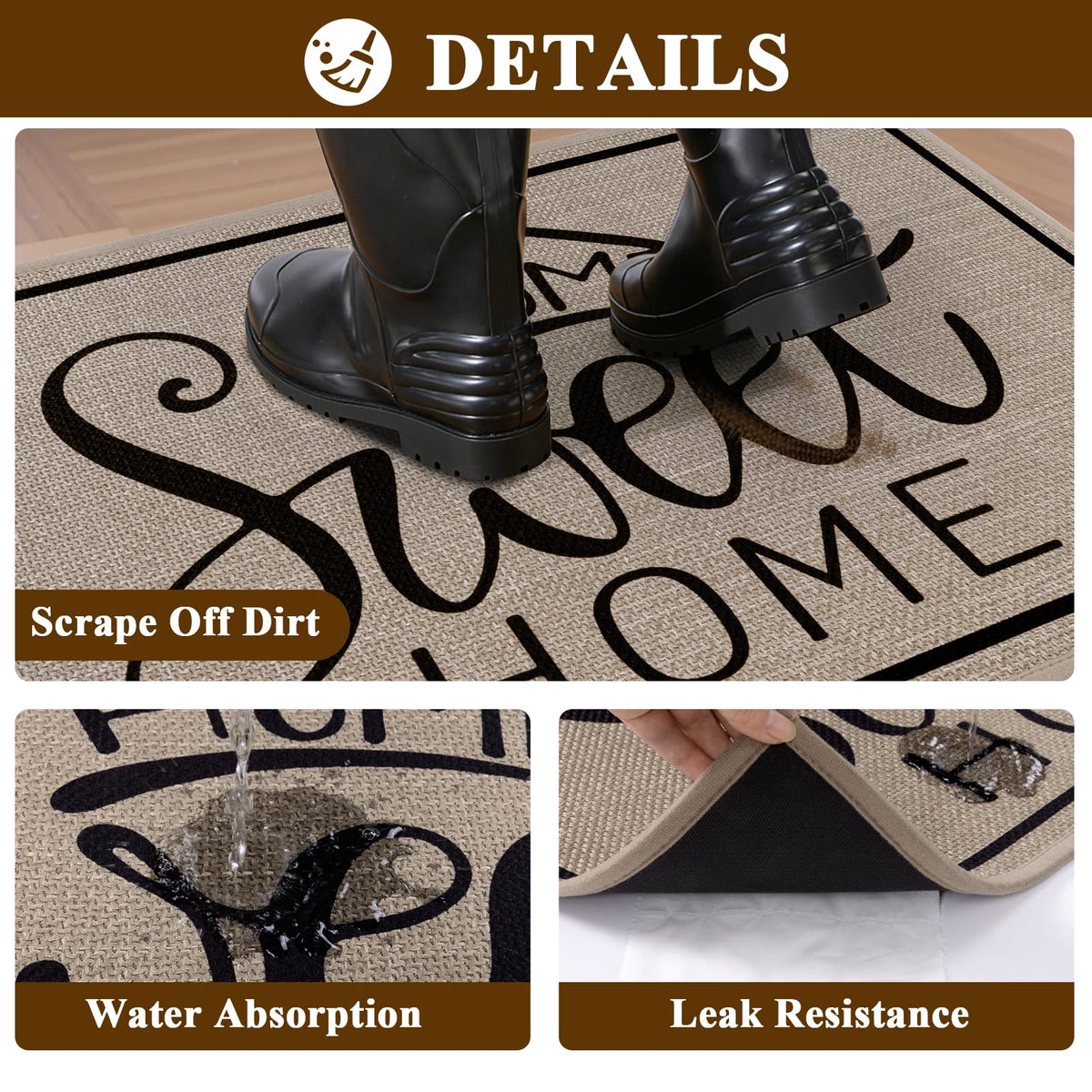 Vaukki door mat dirt scrape absorb removes mud from footwear