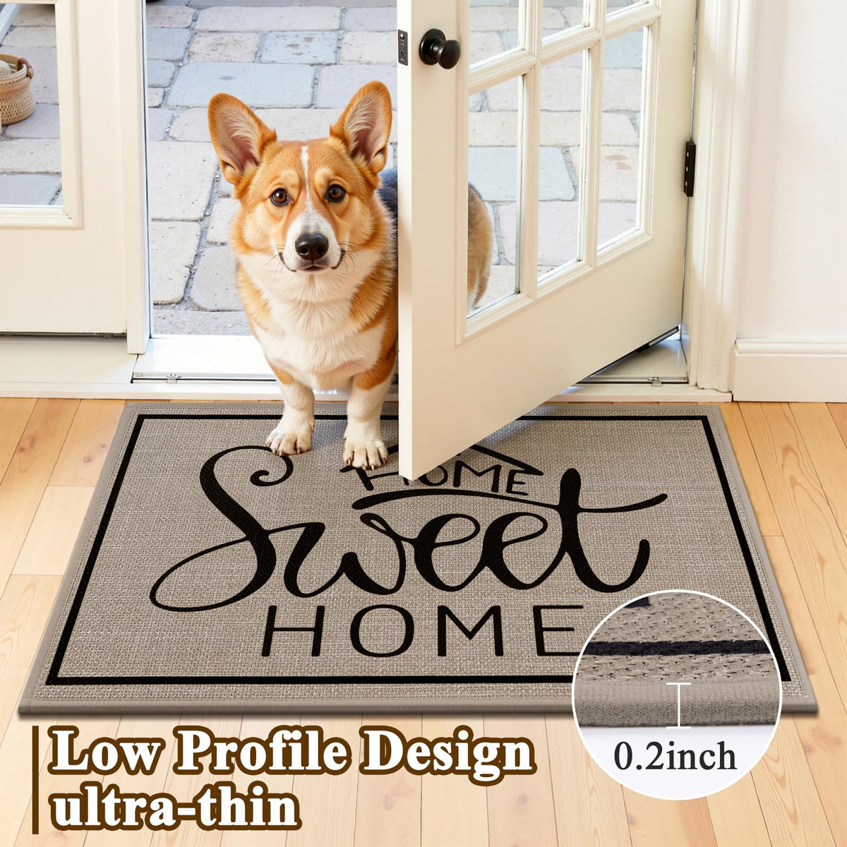 Vaukki door mat low profile 0-2 inch fits under doors
