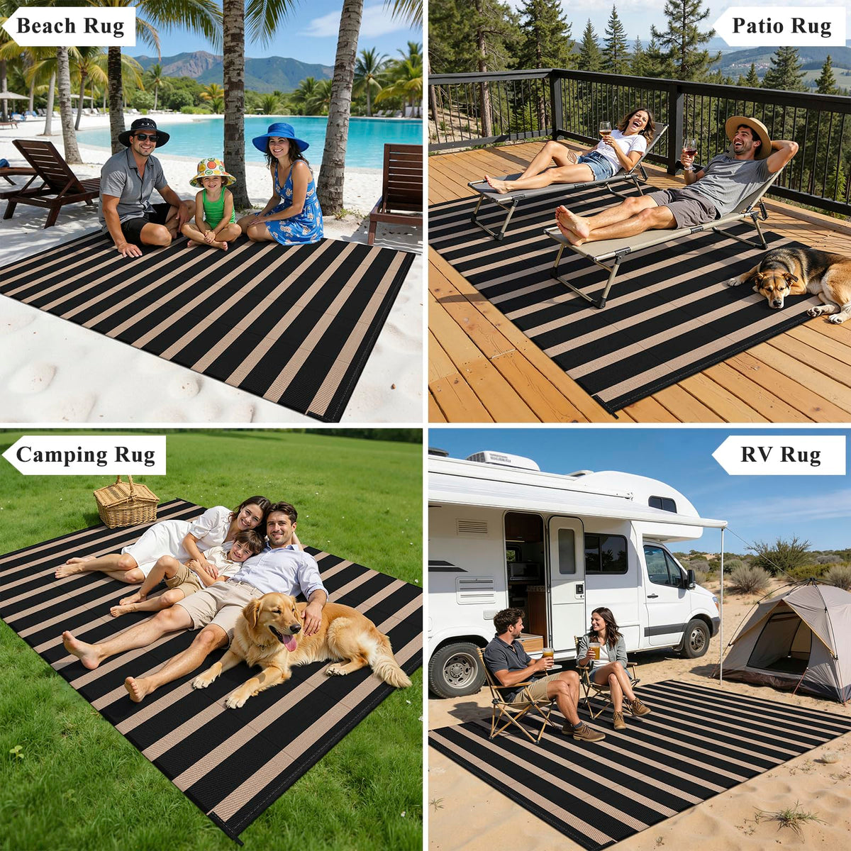 Vaukki UV-coated rug resists fading under sun exposure.