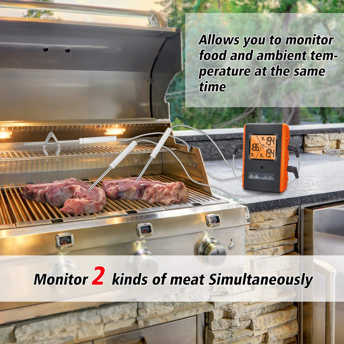 VAUNO ambient and meat temperature sync aids grill heat management