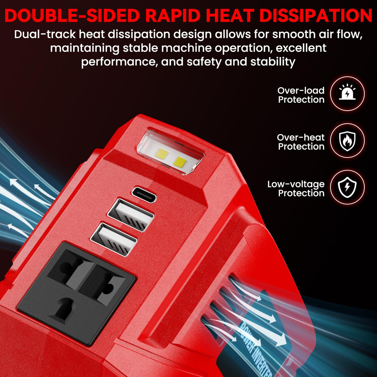 VAXCANZE 200W inverter compact and portable design for easy carrying.