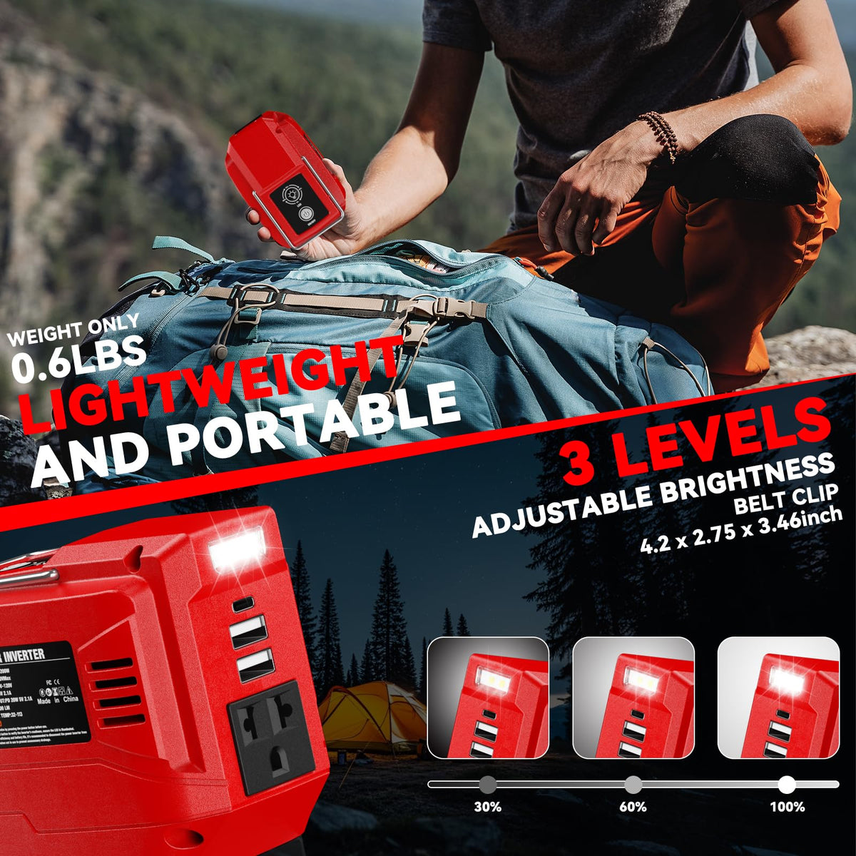 VAXCANZE 200W inverter smart cooling prevents overheating during use.