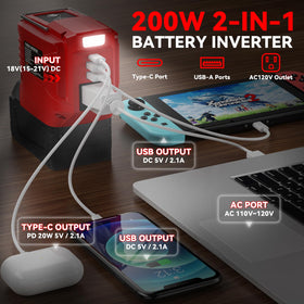 VAXCANZE 200W inverter side ports enable flexible device charging.