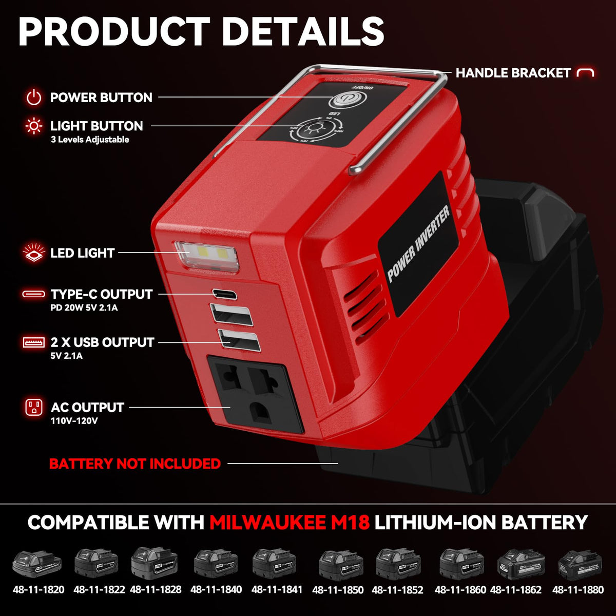 VAXCANZE 200W inverter USB-C and USB charging on the go.