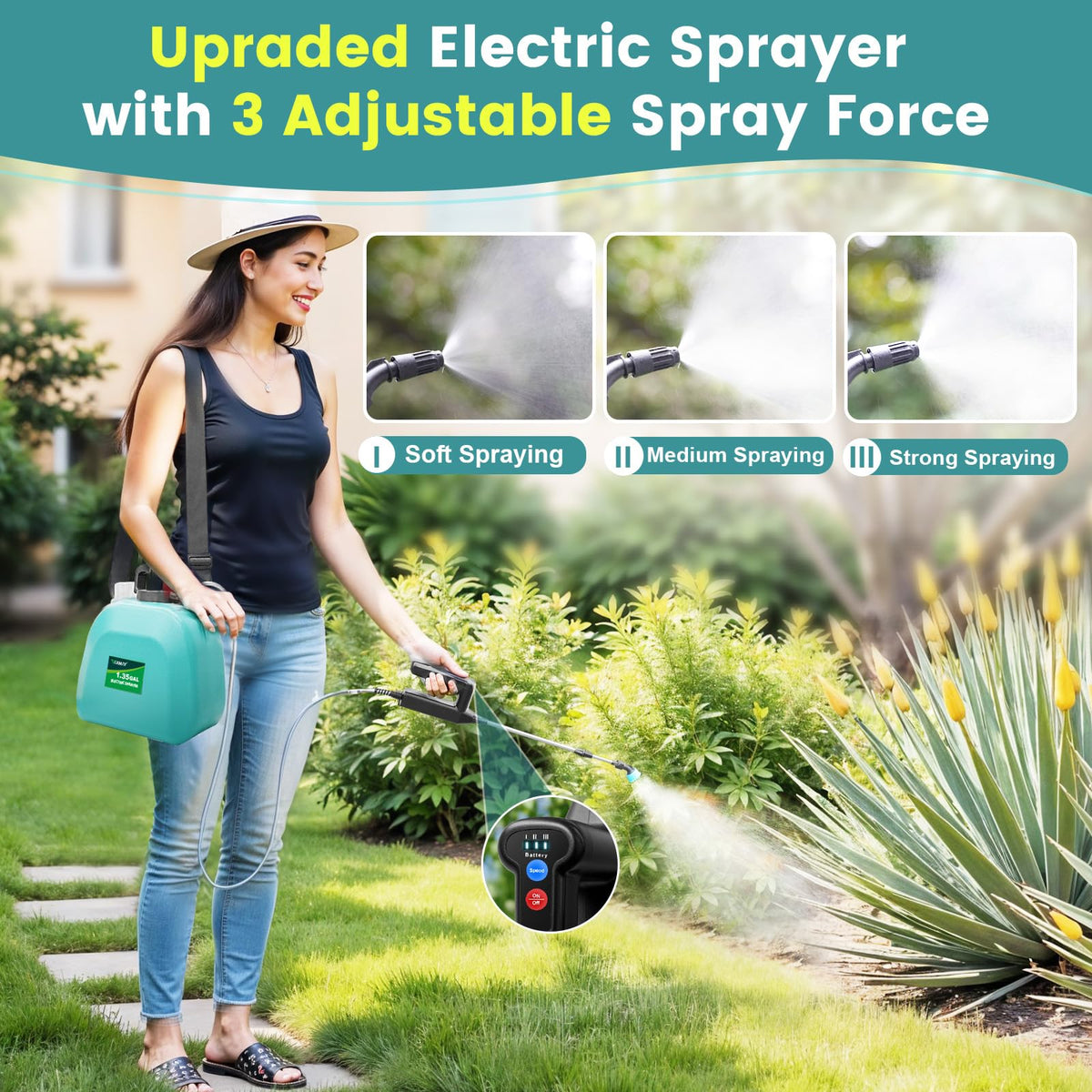 VAXMAY 3-speed sprayer enables precise application for different plants.